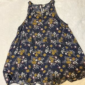 Old Navy blue floral tank top, size medium